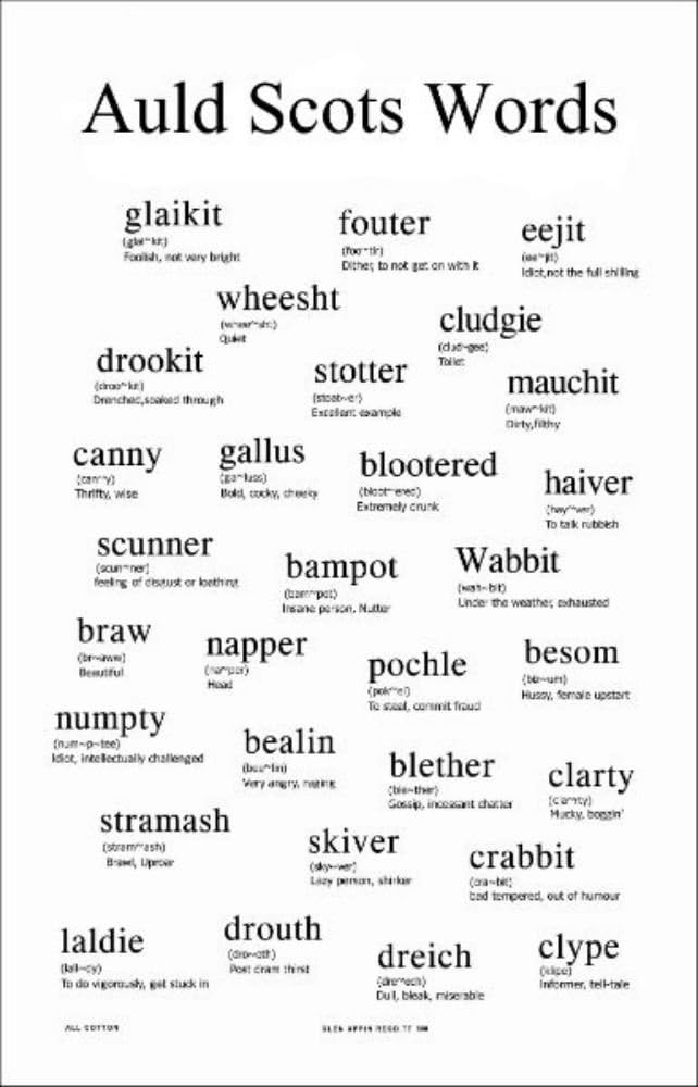 Auld Scots Words Scottish Tea Towel