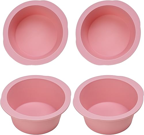 Moldes redondos de silicona extra gruesos de 4 pulgadas, 4 moldes antiadherentes para hornear para pasteles de capas, pastel de queso, pastel de