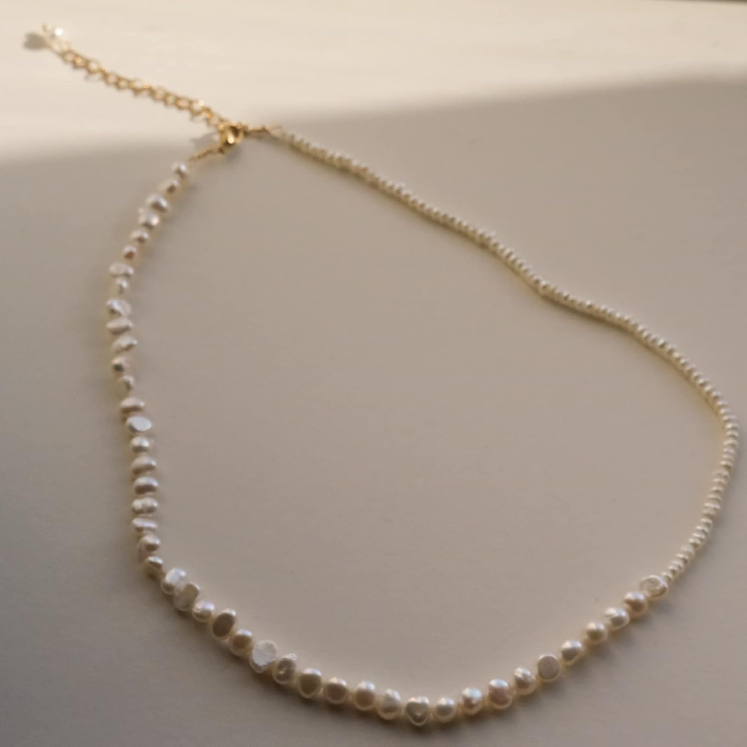 Natural Freshwater Pearl Necklace | Pearl Strand Necklace Choker | Baroque Freshwater Pearl Jewelry Layered Necklace 16''-18''
