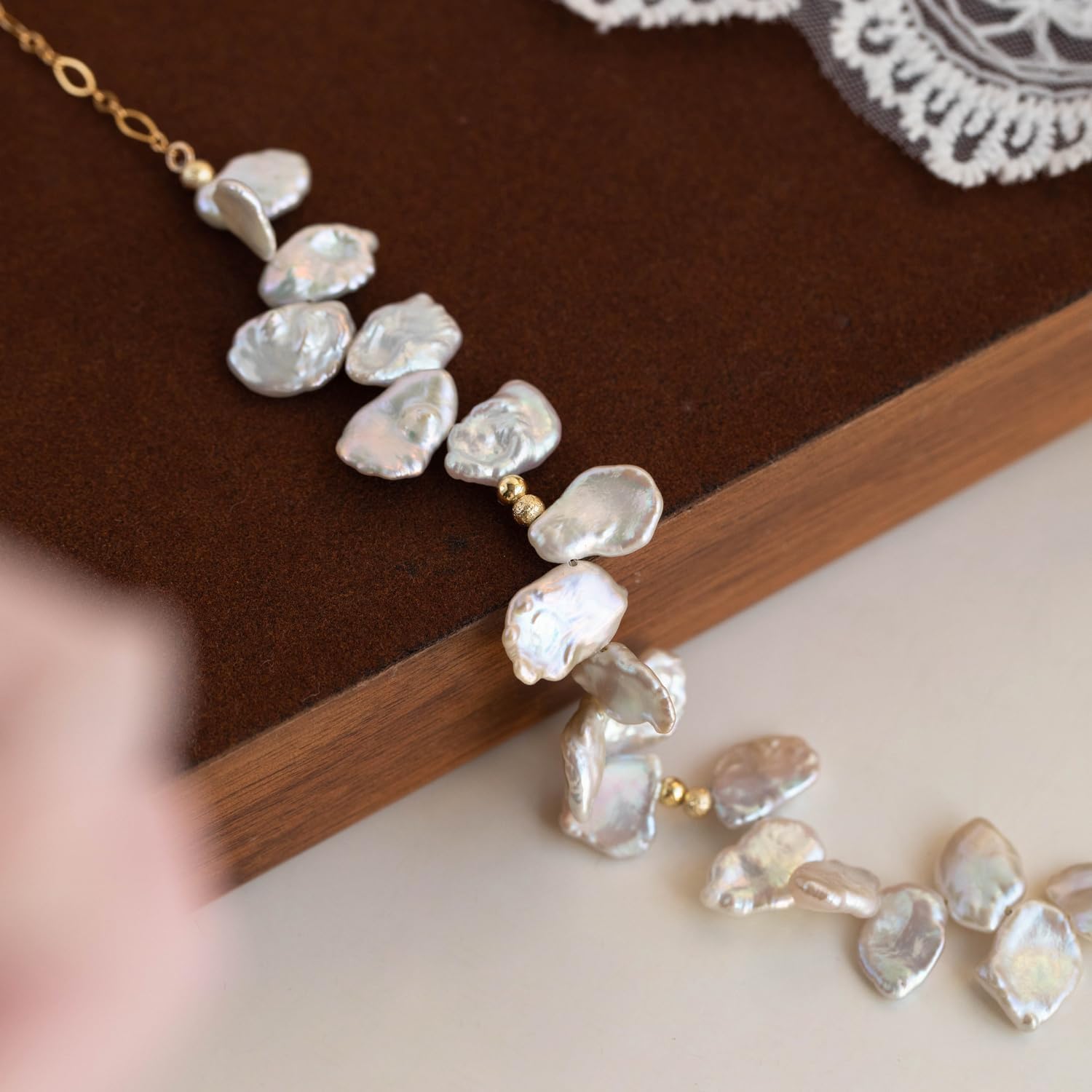 Baroque Keshi Pearl Necklace; Pearl Necklaces for Women; Freshwater Pearls Necklaces; Real Pearls and 14K Gold Filled Necklace