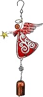 Vista 10 de MrMrKura Campanilla de Viento de Ángel de Metal Decoración Colgante Ornamento con Ala y Campana - Campanas Colgantes Decorativas, Regalos para Azul