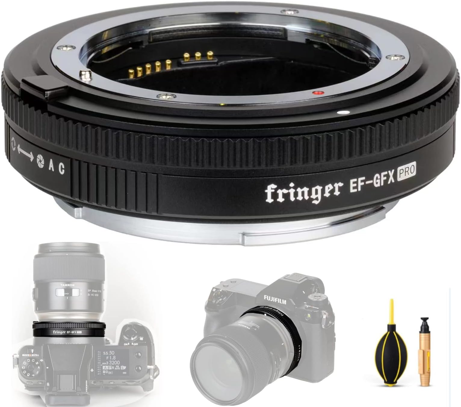 ZTIANFOTO Fringer EF-GFX Pro Lens Adapter AF Built-in Electronic Hood for EOS Tamron Sigma Lens to Fujifilm GFX Cameras GFX100 GFX100S GFX50S GFX50R GFX50SII