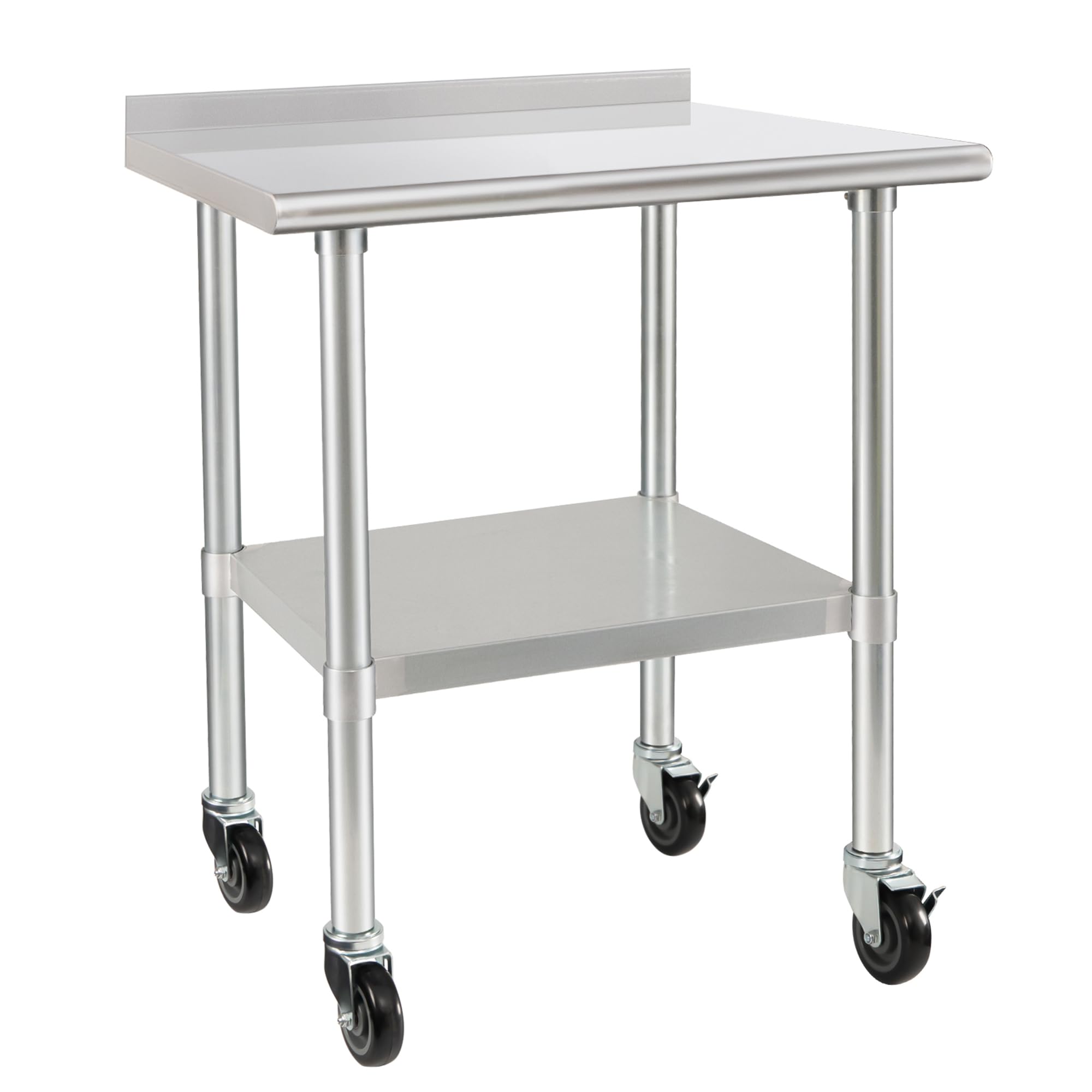 HARDURA Edelstahltisch 61×91cm mit Rädern Rollen Heavy Duty Commercial Prep Table mit 5cm Aufkantung und verstellbarem Unterregal für Restaurant Küche Haus und Hotel