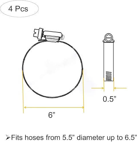 Vista 12 de Abrazaderas de conducto de acero inoxidable 304 ajustables de 4 pulgadas (diámetro), abrazadera de tubo, abrazadera de conducto de aire, abrazaderas