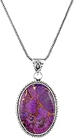 UniverseKart Natural Purple Turquoise Sterling Silver Pendant Necklace for Women - 18 Inch Spiritual Healing Jewelry