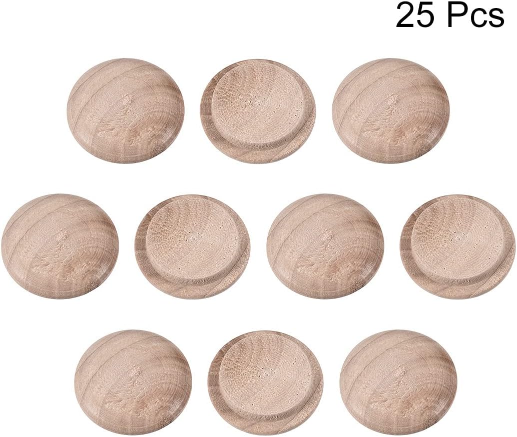 sourcing map Wood Button Top Plugs 20mm (7/9") Cherry Hardwood Furniture Plugs 25 Pack, Wooden, 13/16-Inch,25 Pack - Image 4