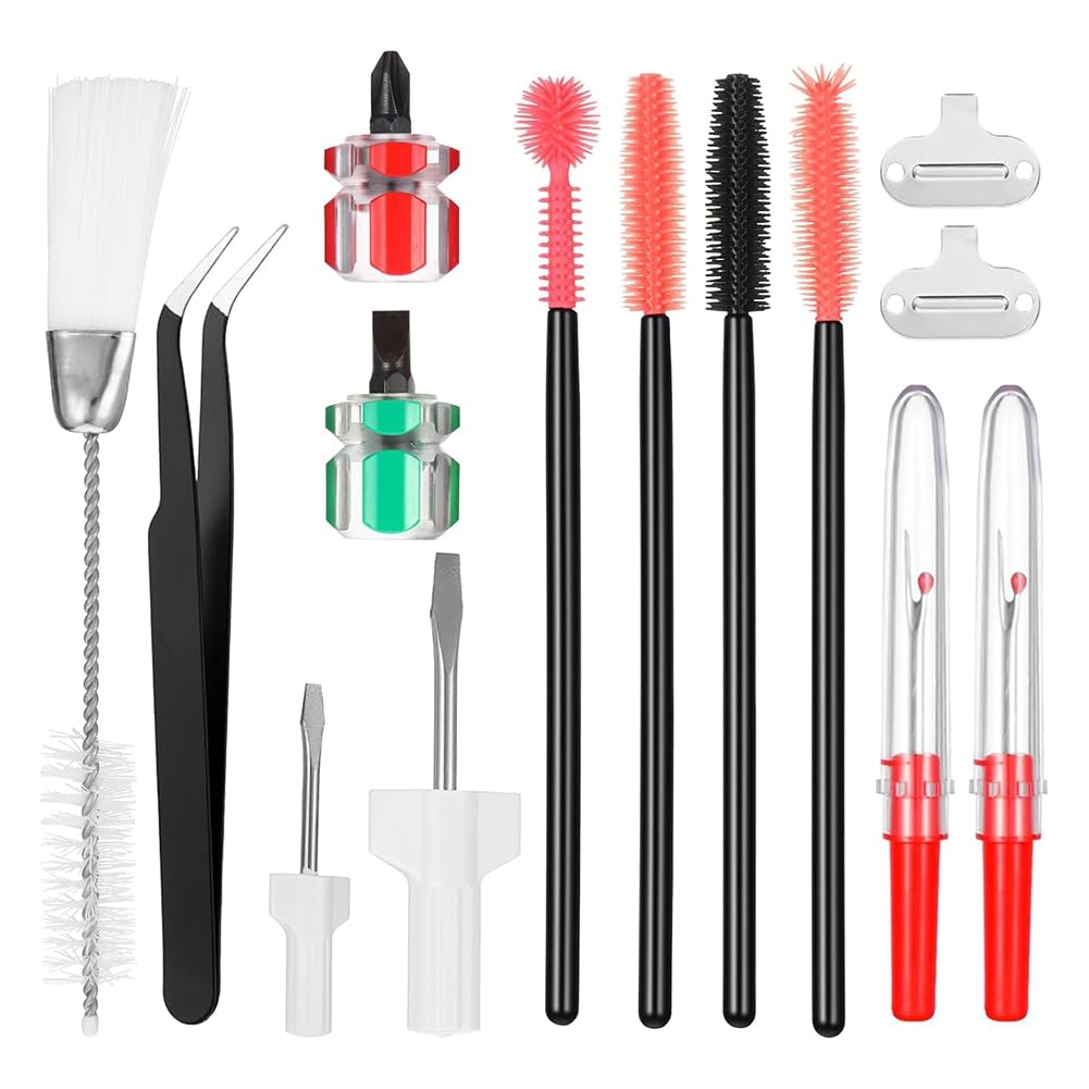 Vjsujehgy 14PCS Sewing Machine Cleaning Kit Seam Rippers Sewing Tweezers Sewings Machine Screwdriver Silicone Sewings Machines Cleaning Brushes Repairing and Cleanings