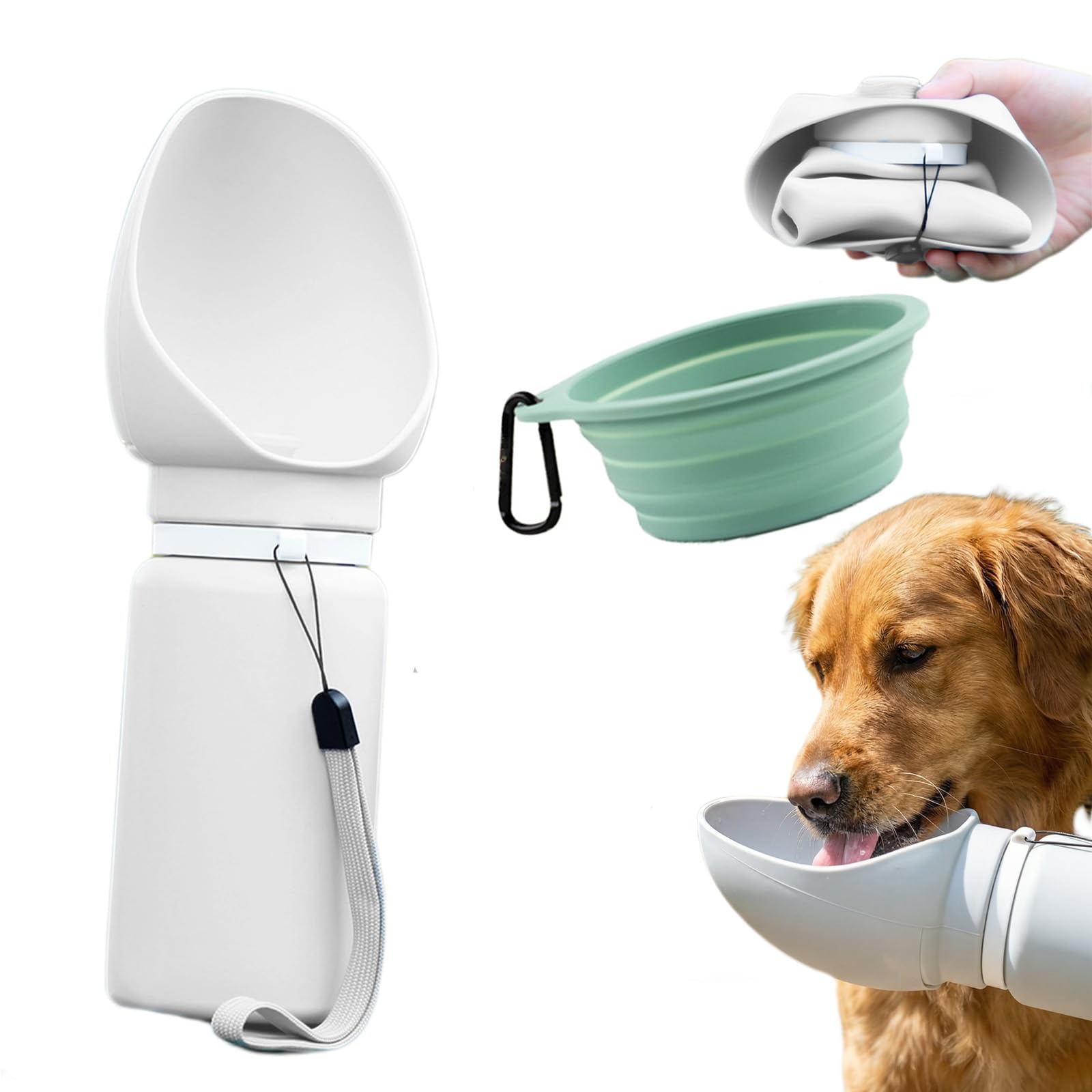 Trinkpause-Set, Faltbare Hundetrinkflasche für Unterwegs, 550ml Wasserflasche Hund, Tragbar & Auslaufsicher, BPA-frei, Ideal für Spaziergänge, Wanderungen, Camping und Autofahrten (Set-2)