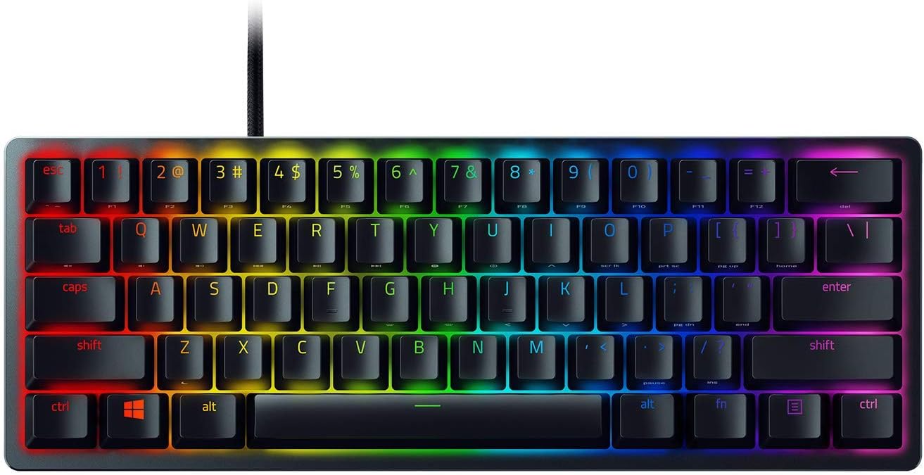 Razer Huntsman Mini 60 Percent Wired Optical Clicky Switch Gaming Keyboard with Chroma RGB Backlighting, PBT Keycaps, Mechanical Keyboards for PC Gaming Computer - Classic Black (Renewed)