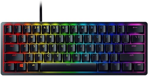 Razer Huntsman Mini 60 Percent Wired Optical Clicky Switch Gaming Keyboard with Chroma RGB Backlighting, PBT Keycaps, Mechanical Keyboards for PC Gaming Computer - Classic Black (Renewed)