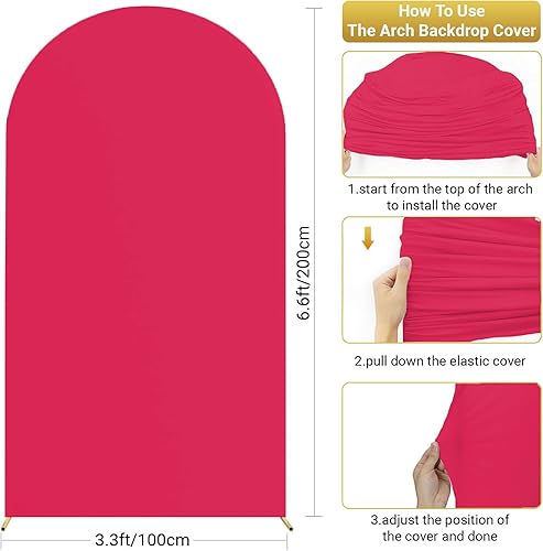 Miniatura 3 de OldPAPA Cubierta de arco de boda de 6.6 pies, cubierta de fondo de arco ajustable de elastano, parte superior redonda, soporte de telón de fondo de