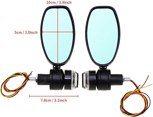 Miniatura 2 de Bonilaan Espejo lateral de motocicleta 78 0.866in universal para manillar de motocicleta, espejo lateral retrovisor con intermitentes para Suzuki