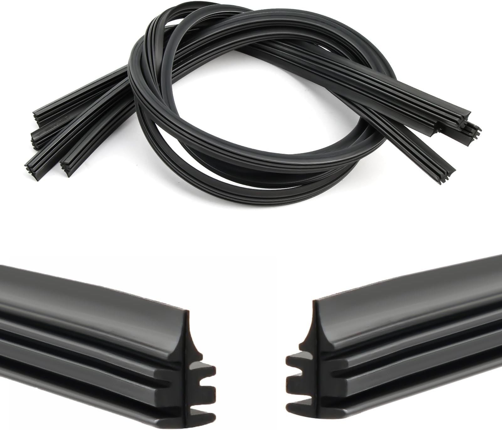 4Pcs 28" Wiper Blade Refills Windscreen Wiper Rubber Strips Universal Car Frameless Replacement Windshield Front Rear Wiper Blades Refills Parts for Most Auto Vehicle Vans Trucks Buses, Gray-black