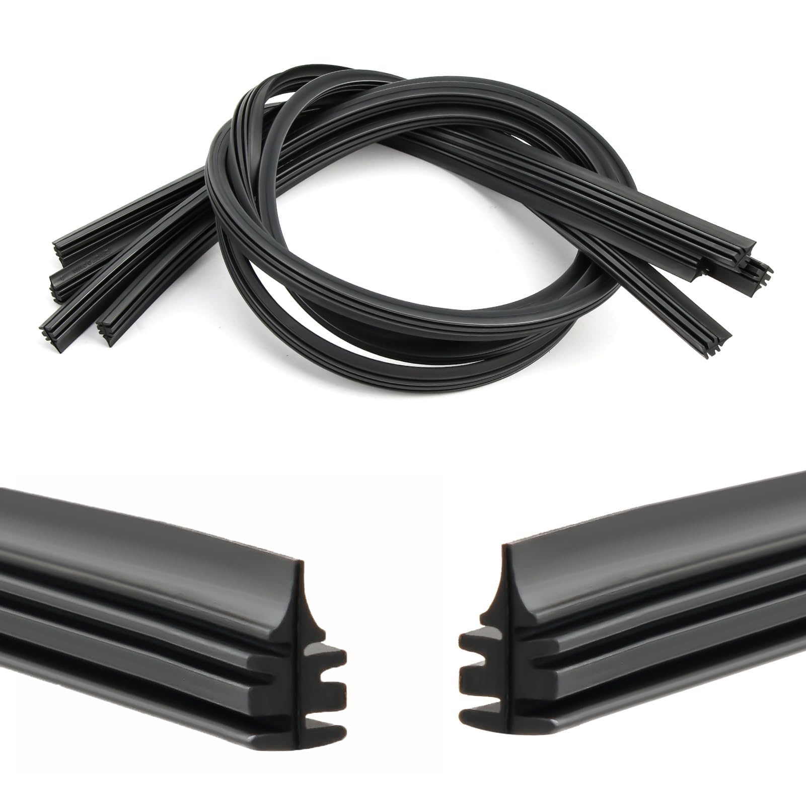 4Pcs 28" Wiper Blade Refills Windscreen Wiper Rubber Strips Universal Car Frameless Replacement Windshield Front Rear Wiper Blades Refills Parts for Most Auto Vehicle Vans Trucks Buses, Gray-black