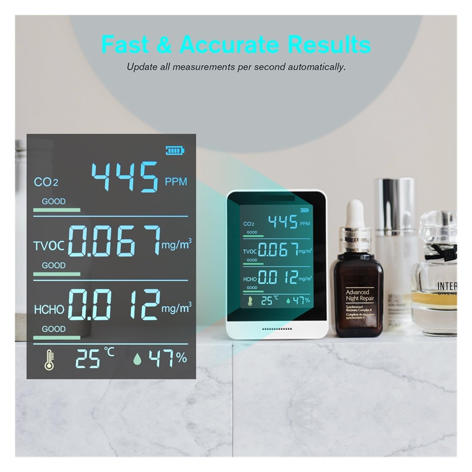 Monitor di qualità dell'aria Misuratore CO2 for interni Tester accurato for temperatura formaldeide e umidità relativa Per cucina e camper