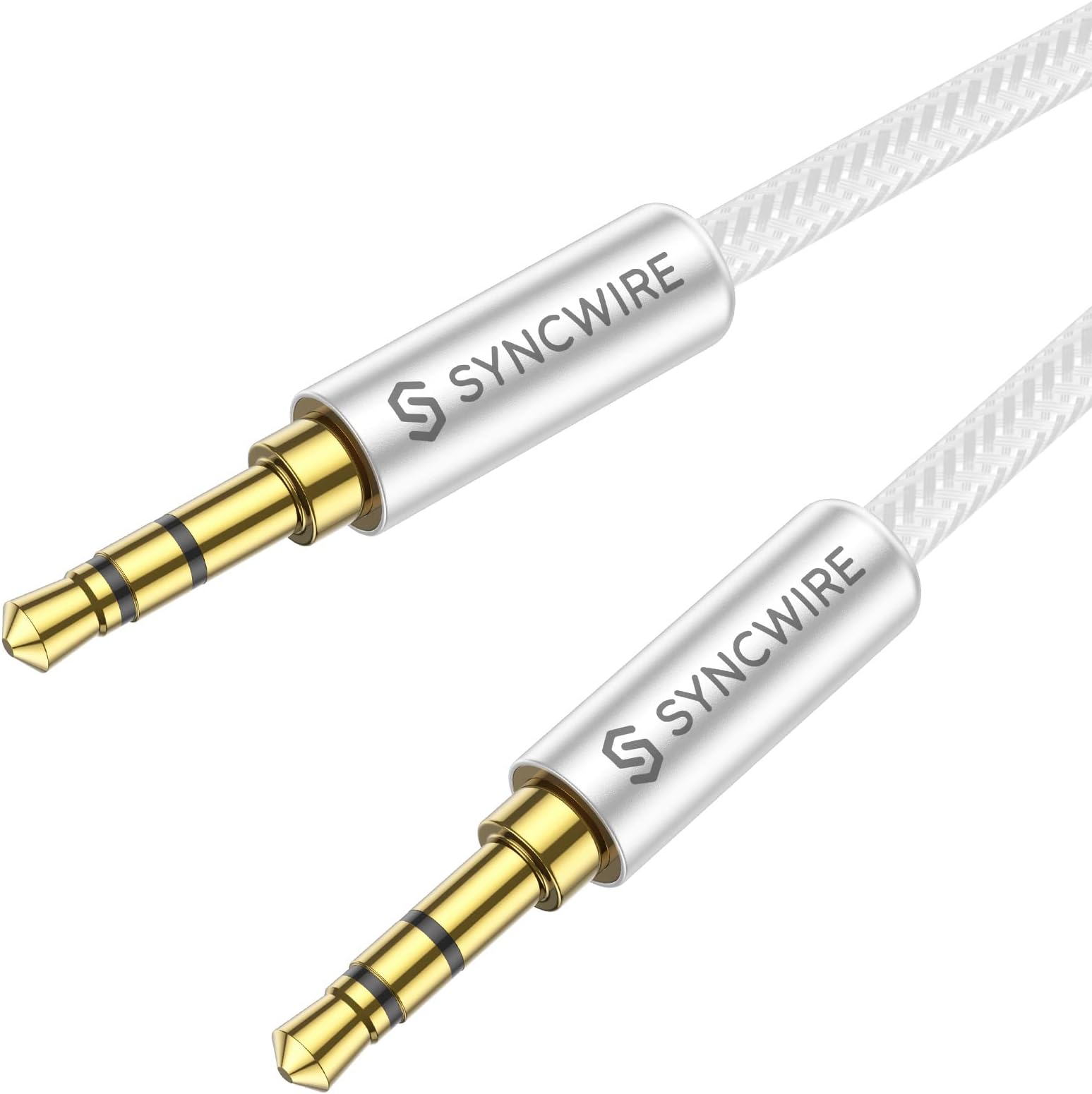 Syncwire Aux Cable 3.5 mm Audio Cable - 1 m Nylon Jack Cable for Headphones, Apple iPhone iPod iPad, Echo Dot, Home/Car Stereos, Smartphones, MP3 Players and More - Silver