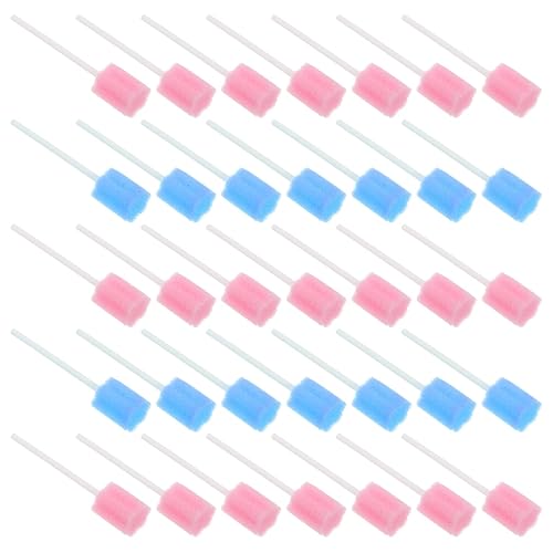 50 hisopos para el cuidado bucal, esponjas sin sabor y estériles para limpieza bucal (azul y rosa)