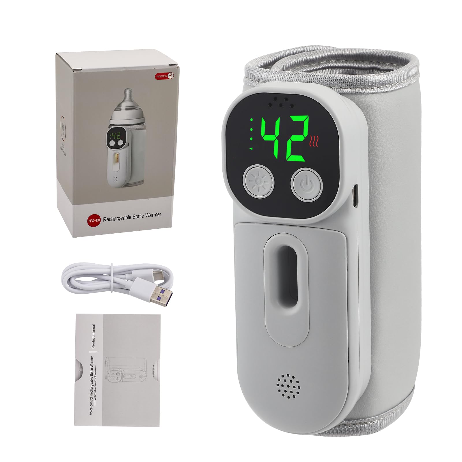 Scaldabiberon, scaldabiberon portatile da viaggio con display a LED, riscaldamento rapido e 48 ore di calore, 7 temperature regolabili, scaldabiberon mobile per viaggi e a casa