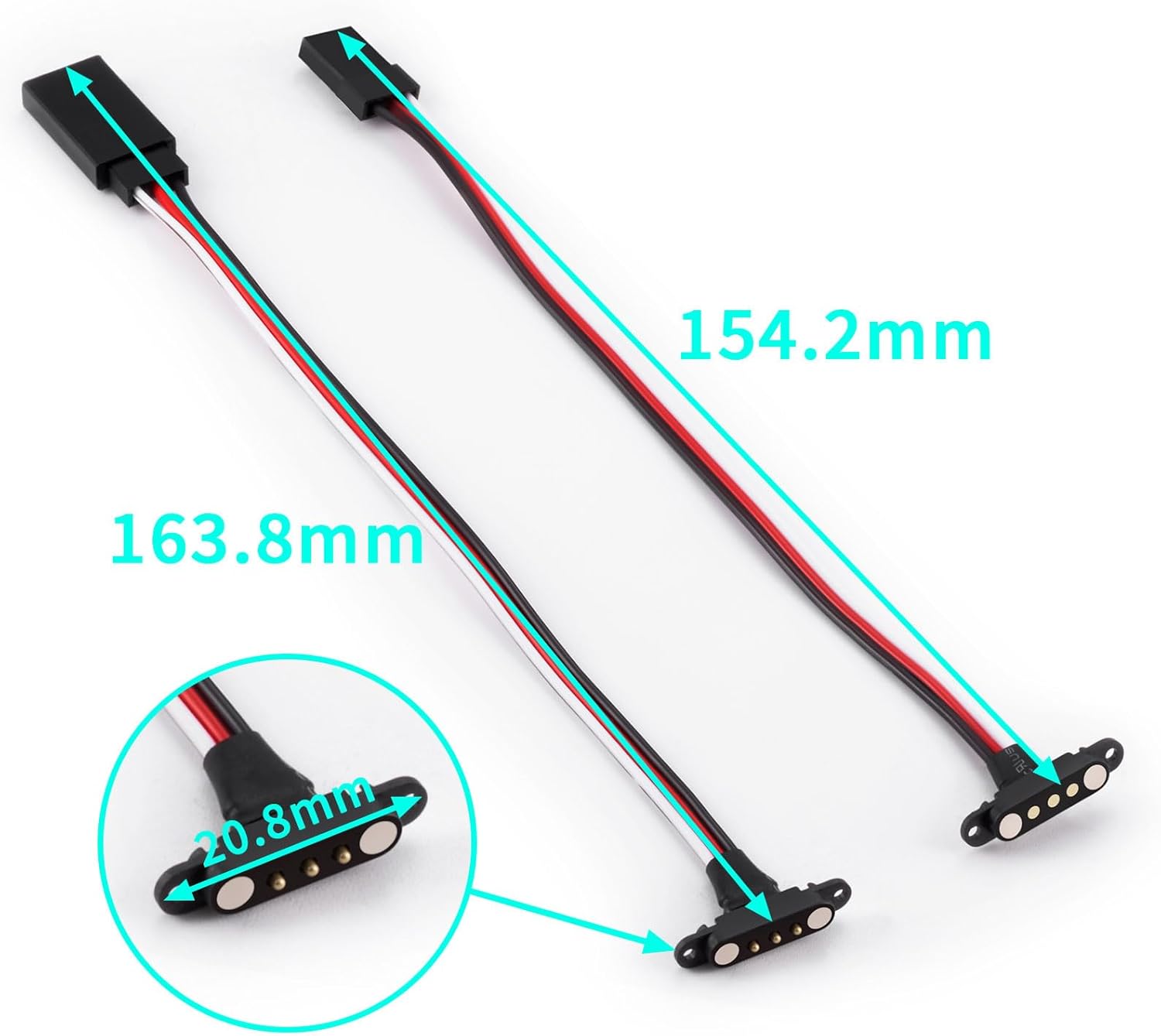 2 Sets Universal Magnetic Extension Cable JR ZH1.5 Wire Connector for RC Models Car Planes Drones (JR Wire)