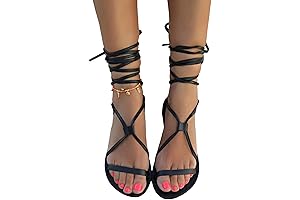 MAGYAR Black Lace up Gladiator Sandals