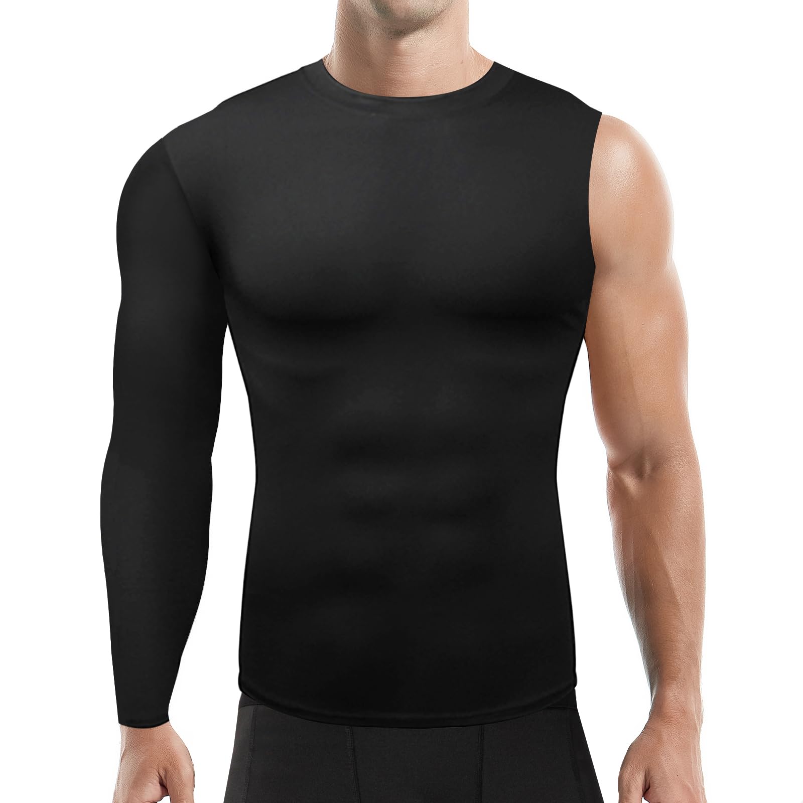 GENEMEN Herren Single Arm Shirt 1/2 Langärmel Boden Sport Fitness Basketball Shirts