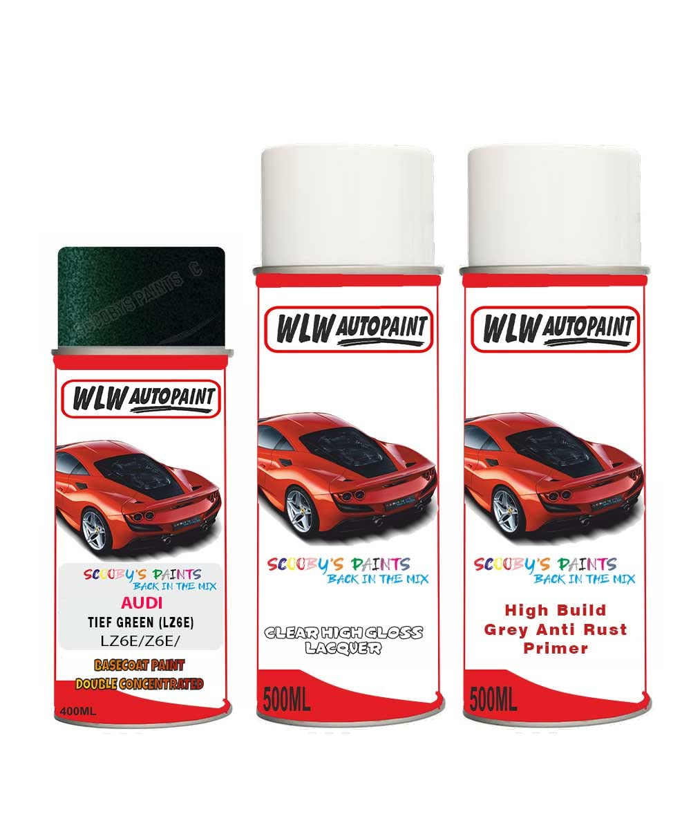 Aerosol Spray Paint For Audi A6 Limo Tief Green 2003-2014 Primer Undercoat With Lacquer