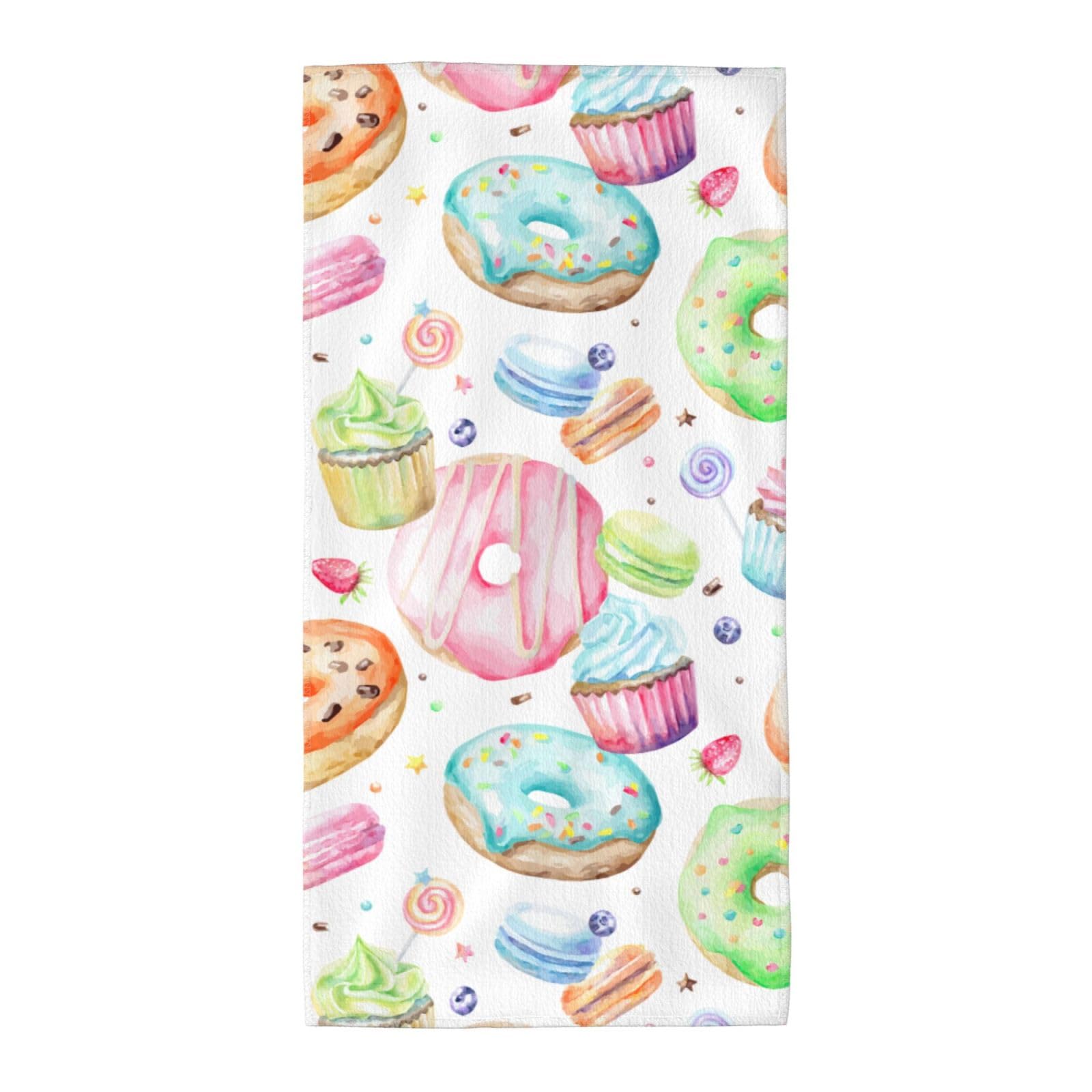 Oazcvbnn Unisex Black Cupcakes Donuts Muffins Sugar Print Extra Long Beach Towel Soft Comfortable Quick-Dry Gym Hiking Picnics Swimming