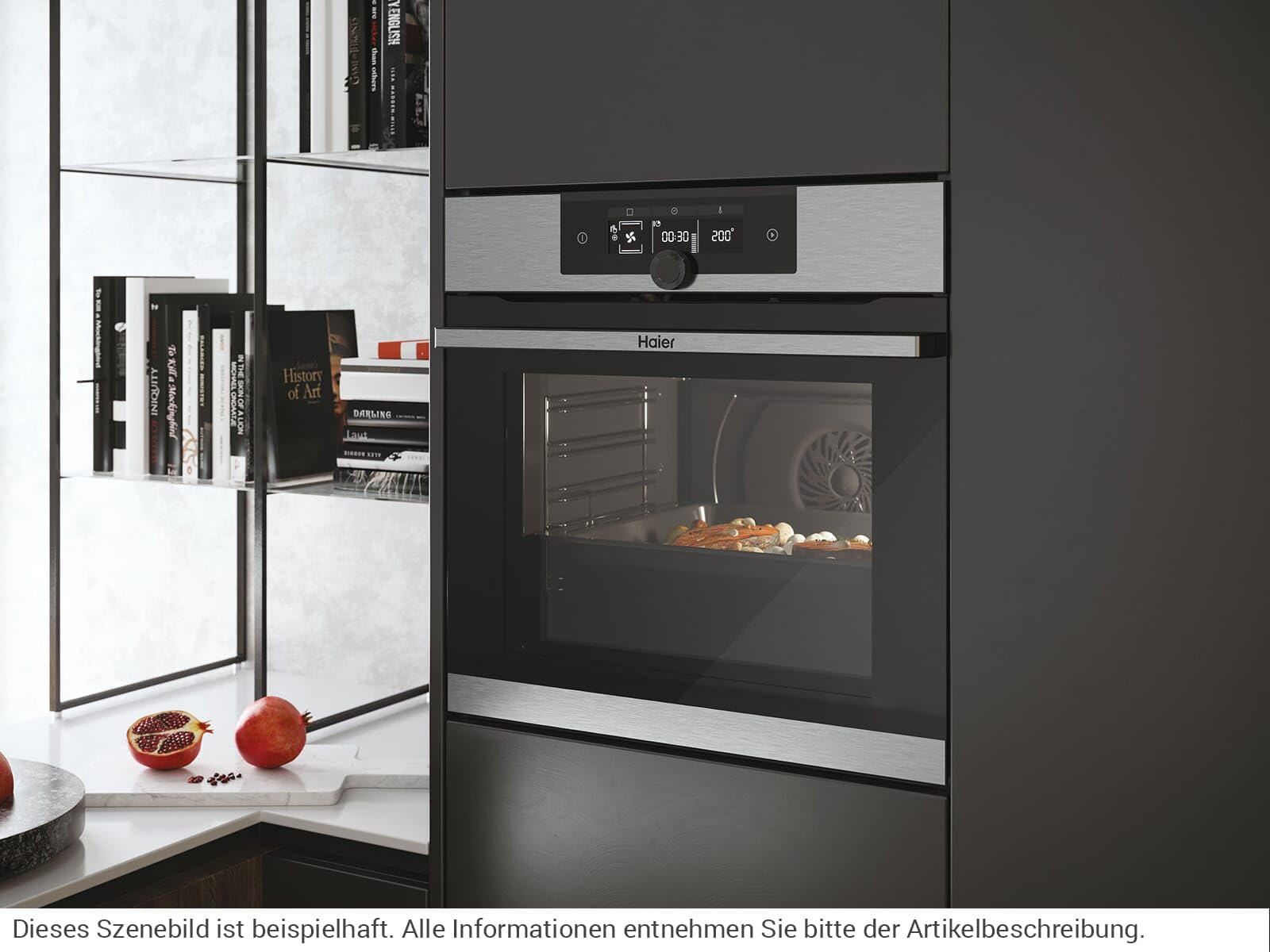Haier Serie 2, HWO60SM2F3XH, Forno multifunzione 70 litri, Wi-Fi, Illuminazione a LED laterale, Pulizia H2O, Classe A+, Inox, 59,5 x 59,5 x 56,8 cm