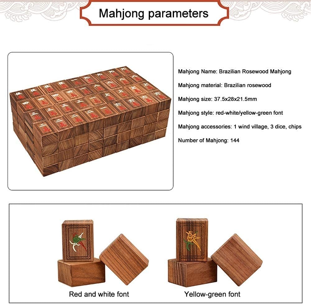 Neuestes Mahjong-Set Amerikanisches Mahjong-Set Großes klassisches Mah-Jongg-Spielset (Color : Yellow and Green Font 37.5mm)