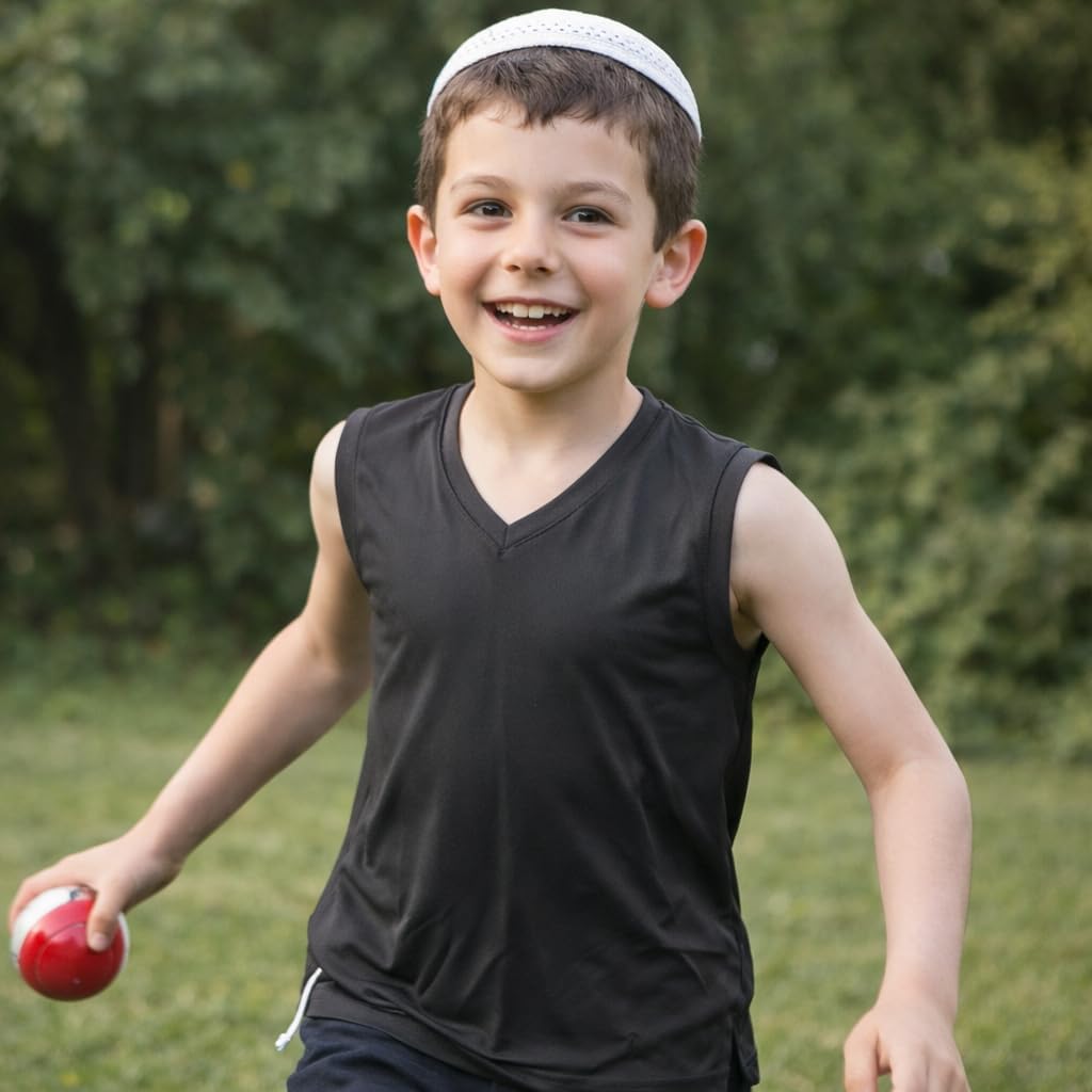 Mesh Tzitzit Kids Dry Fit Tank Top Sport Undershirt Ashkenazi Tzitzis, Certified Kosher Tallit Katan Lightweight Comfortable