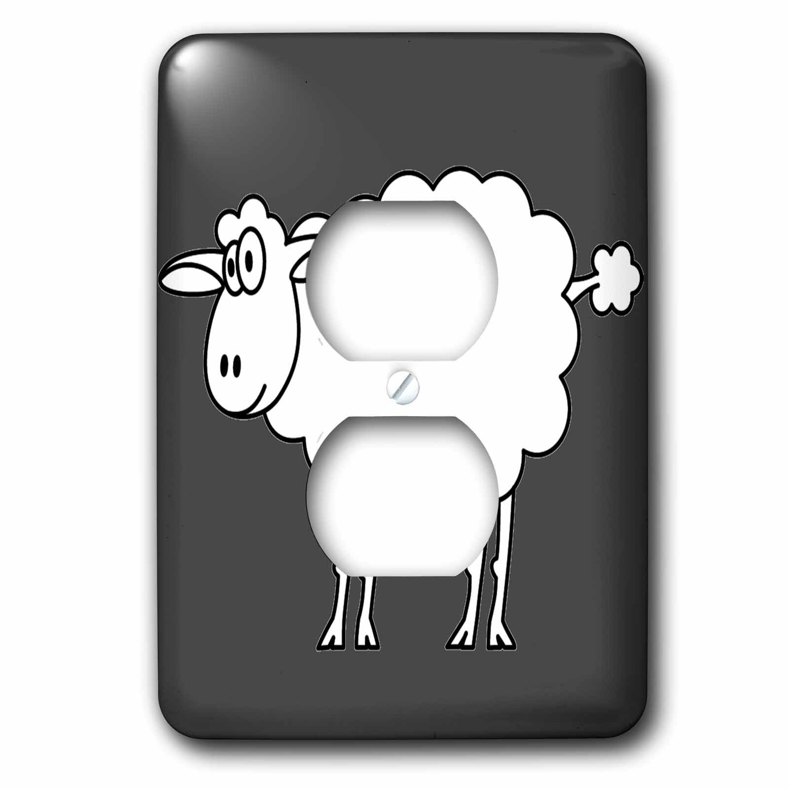 Moutons de dessin animé plaque pour 2 prises de courant de style 3dRose lsp_58249_6