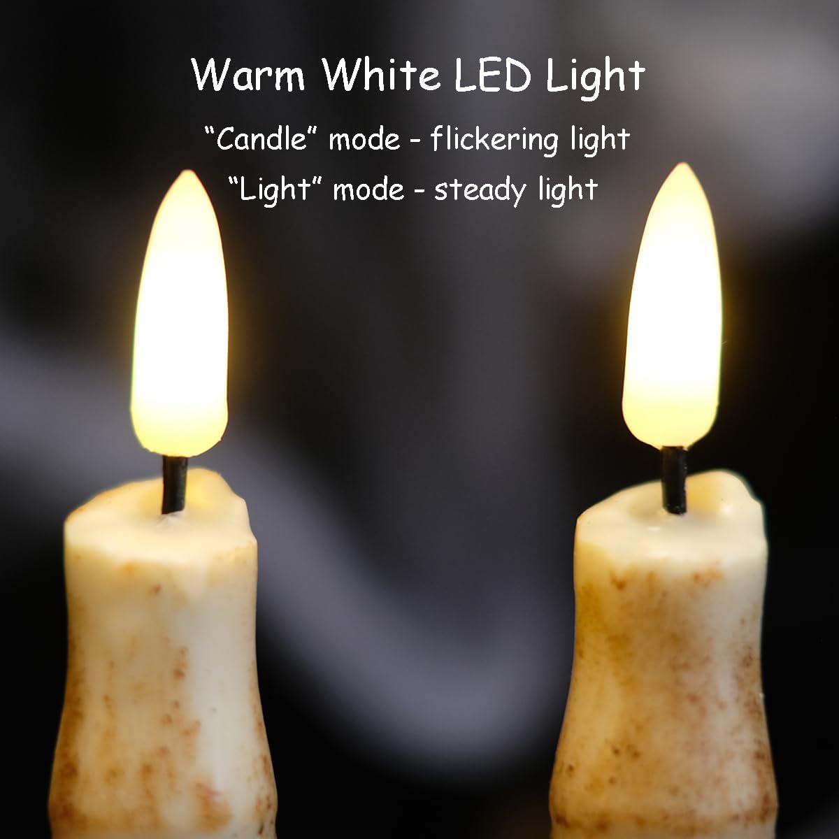 NONNO & ZGF Halloween 4 Pack LED Finger Taper Candles, Covered Real Paraffin Wax and Ground Cinnamon, 10.2'' Flameless Battery Operated Candle with Remote and Timer Function