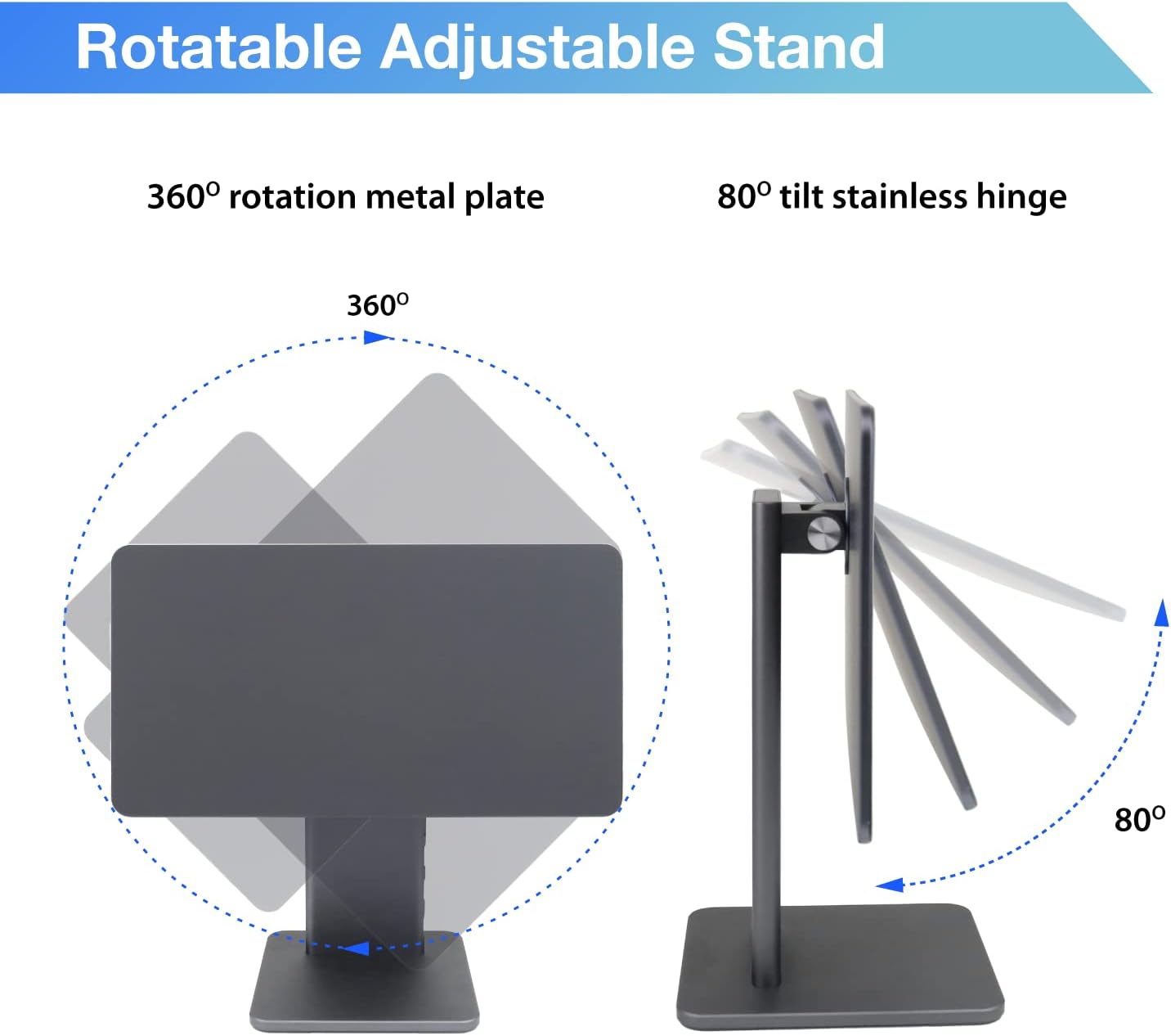 Magnetic iPad Stand Hub Docking Station for iPad Air 10.9-inch (2020-2022), iPad Pro 11-inch (2018-2022) | 60W USB-C DP, 4K@60Hz HDMI, 5Gbps USB A, 3.5mm Audio, Card Readers