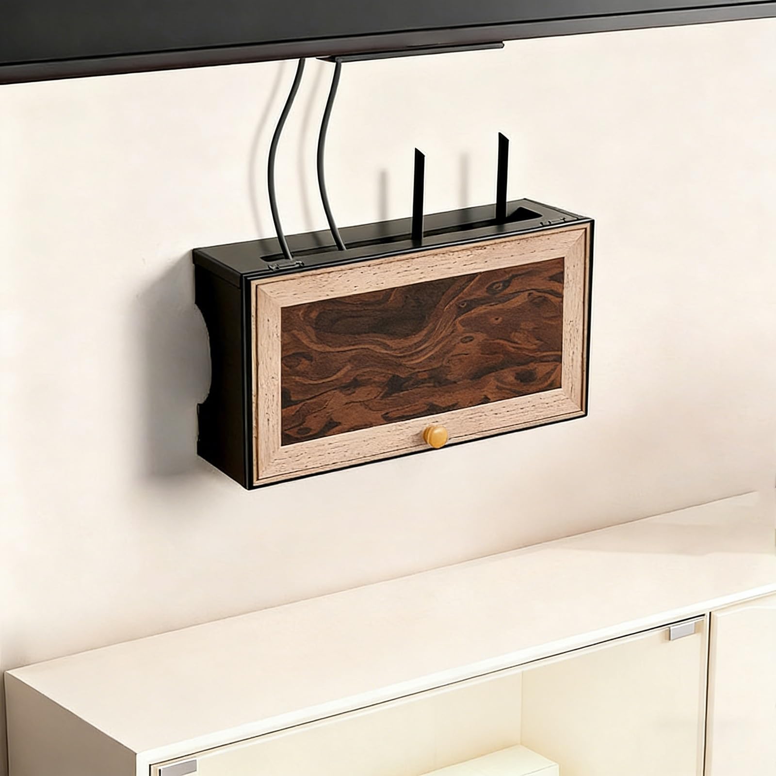 Cache Box Routeur : range-câbles mural sans perçage 60cm