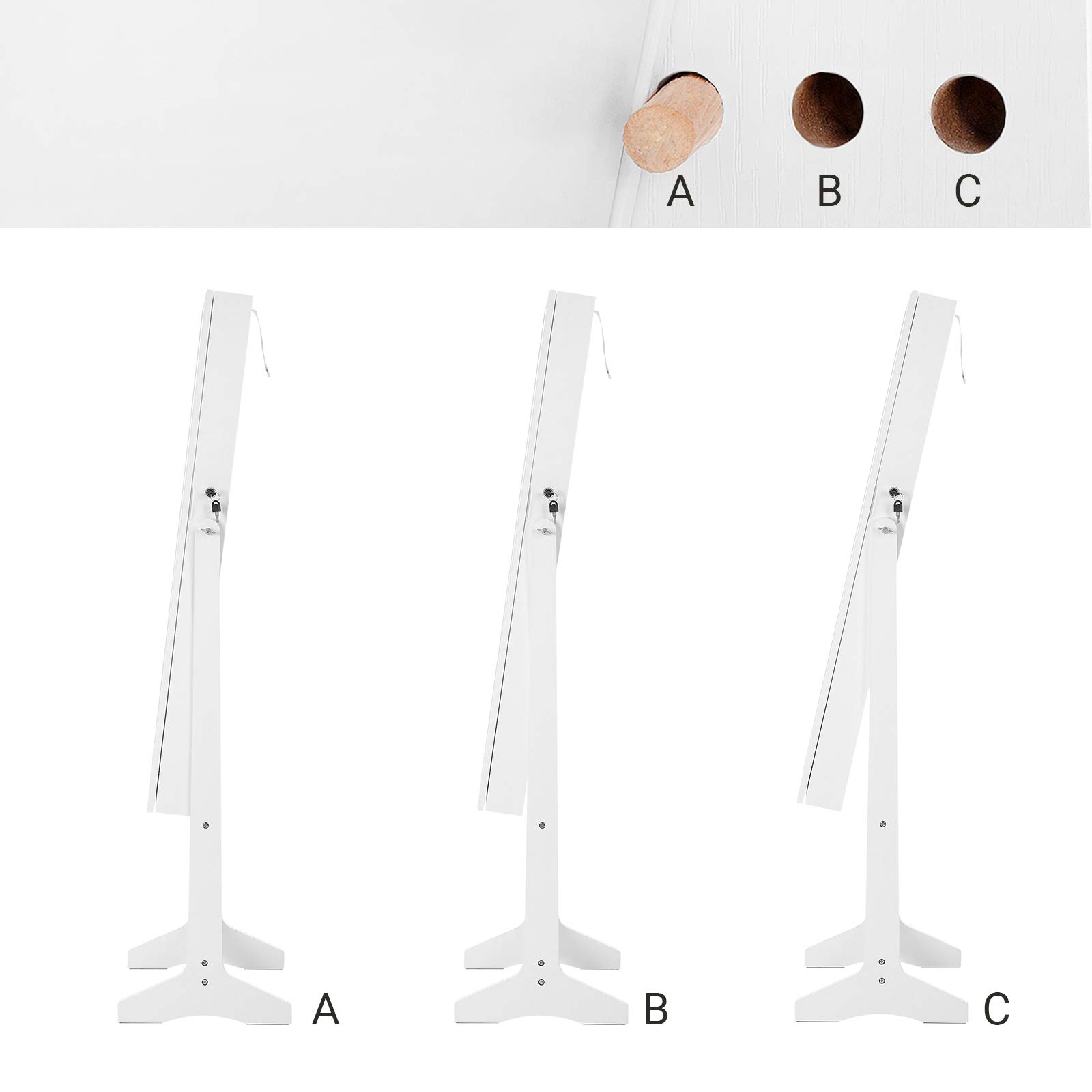 SONGMICS Schmuckschrank, Spiegelschrank, Standspiegel, GanzkÖrperspiegel, Geschenk, einfacher Aufbau, weiß JJC69WT