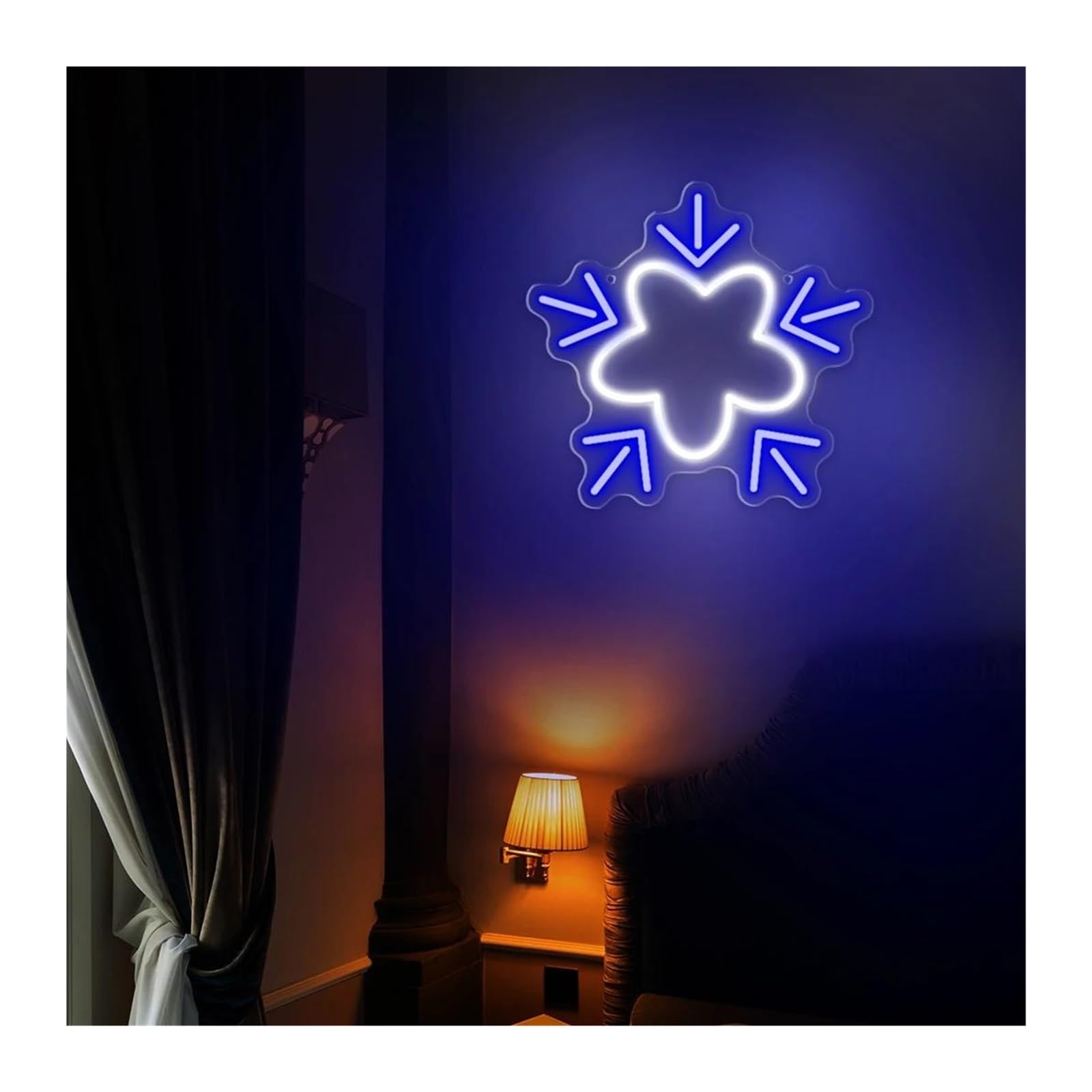 Wiszące neony artystyczne Śnieżynka Neon Light Do Dekoracji Ścian W Domu, Estetyka, Sypialnia, 30x28.3cm