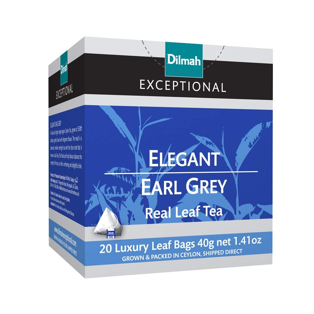 Elegant Earl Grey 20 Luxury Leaf Tea Bags | Exceptional- Premium Ceylon Black Tea with Bergamot | Aromatic & Full-Bodied Earl Grey Tea