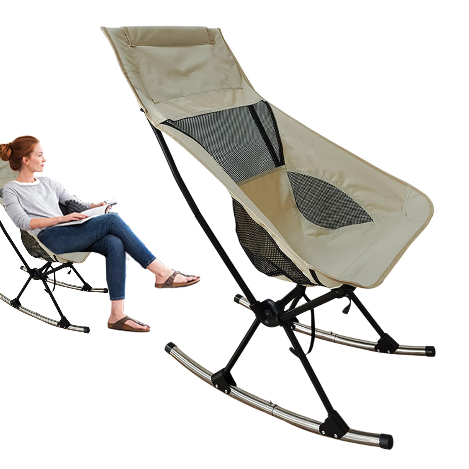 Generico Rocking CampChair Chaise Pliante à Dossier Haut, Tissu Oxford