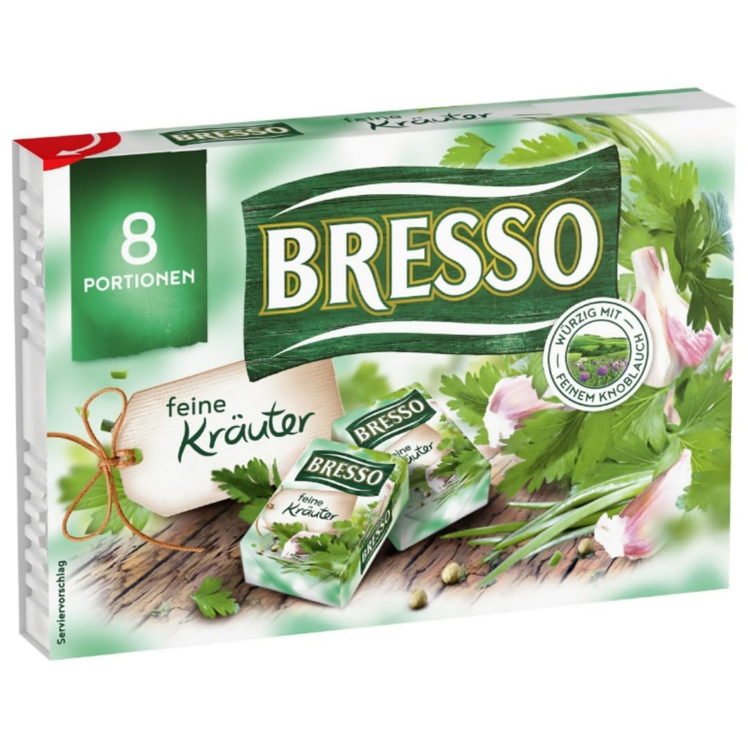 Bresso Portionen Feine Kräuter Käse Kräuterkäse Köstlicher Frischkäse 120 gramm X 4 STÜCK [Frischegarantie]