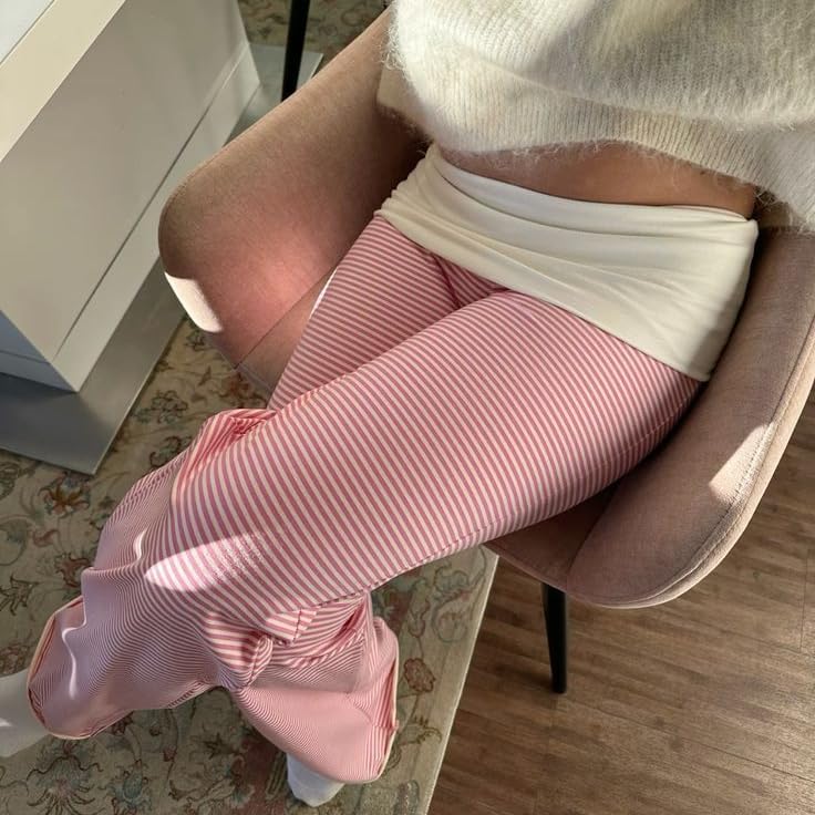 Women Y2k Fold Over Lounge Pants Comfy Wide Leg Stretch Yoga Pants Low Rise Skinny Sweatpants - Image 4