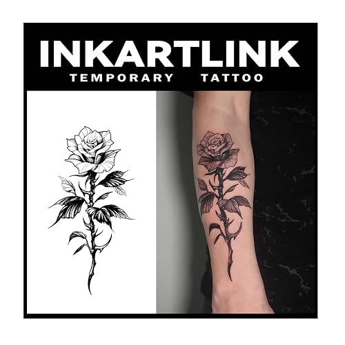 INKARTLINK Tattoo Tech Semi Permanent Tattoo 2 Sheets Dark Rose
