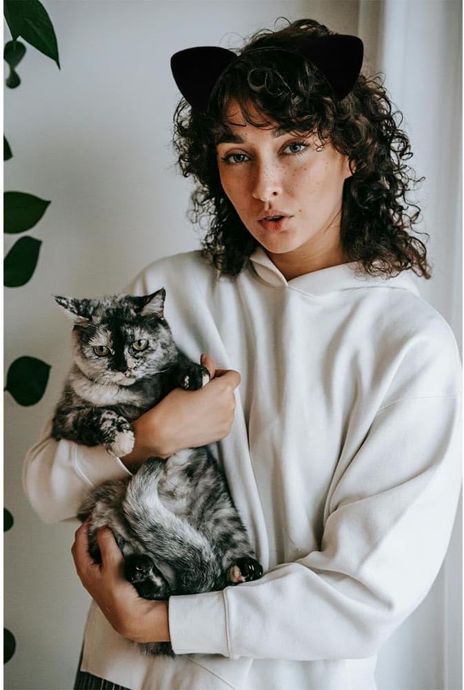 Noonhorse Black Princess Cat Ears Headband for Women Girls Cute Hair Hoops Band for Cat Ear Theme Party Halloween Cosplay Costume Decoration Accessories - Image 2