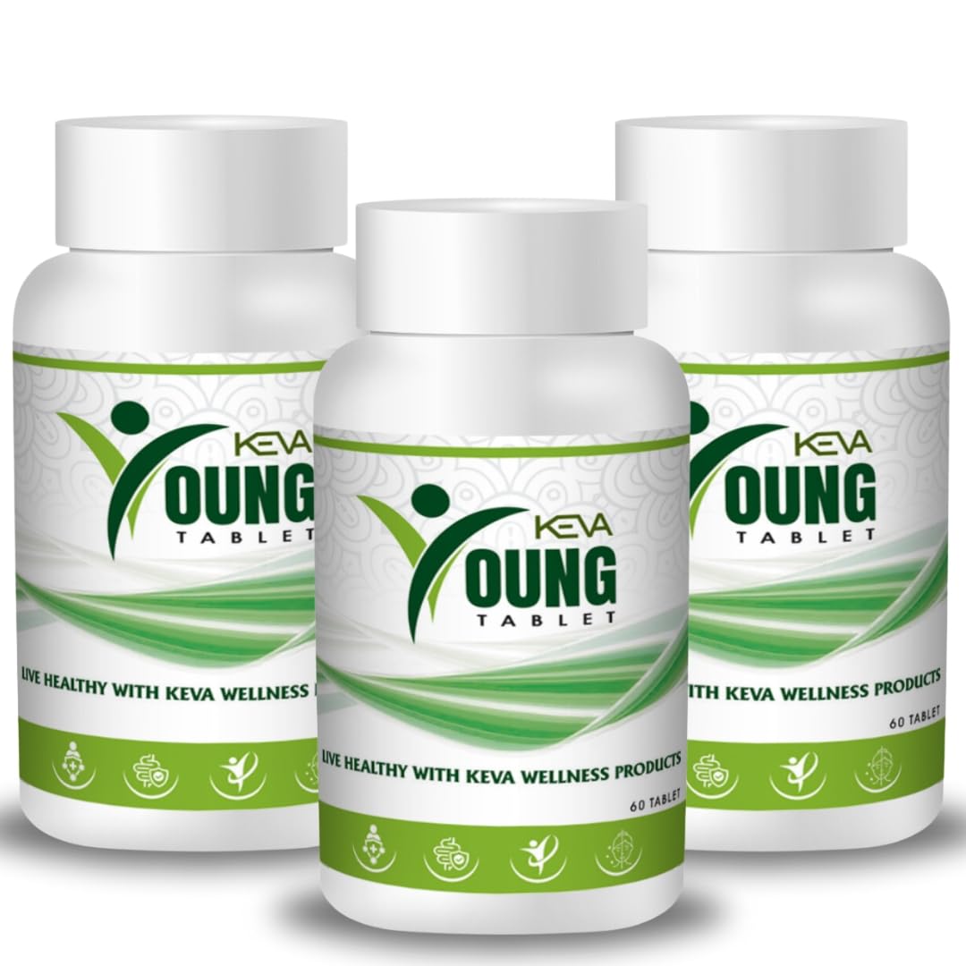 Keva Young Tablets For Used Ageing, Constipation, Pigmentation, Loss of Appetite Etc (Pack Of 3)