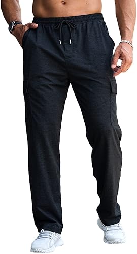 CTU Pantalones deportivos holgados de moda para hombre, ligeros, para entrenamiento, pantalones deportivos con parte inferior abierta con bolsillos