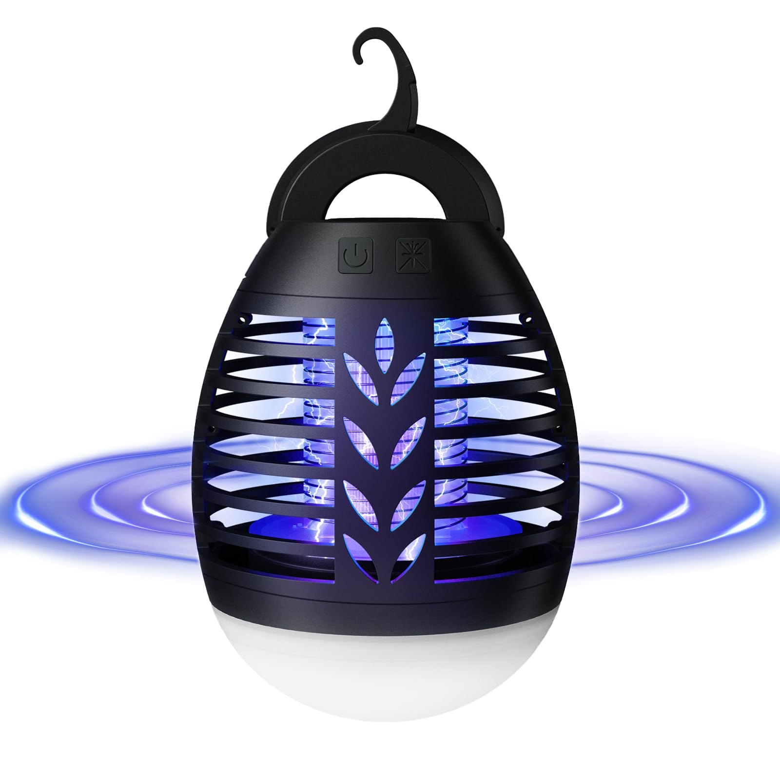 ROVLAK Insektenvernichter Campinglampe Outdoor, LED Mückenlampe USB Wiederaufladbar 2-In-1 Moskitokiller Lampe mit LED Licht, 3 Beleuchtungsmodi, Wasserdicht UV Mückenschutz für Camping, Zelt, Garten