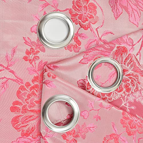 Image of FRESH FROM LOOM Room Darkening Door Curtains 12 Feet Long,Big Window Curtain Premium Polyester Rod Pocket Weaved Parda|Modern Parde for Living Room Bedroom|Home Office Jacquard Screens(Pink,12ft,1pc)