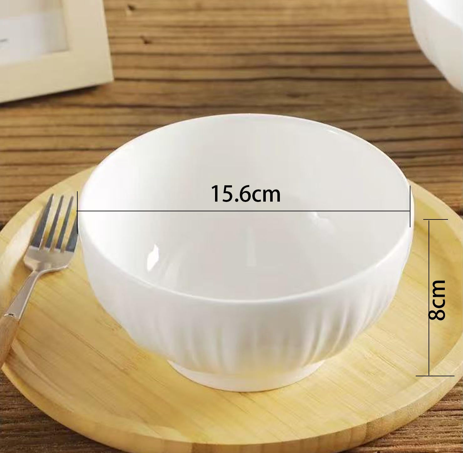 Set di 4 ciotole per cereali in ceramica, per dessert, colazione, ciotole in ceramica bianca, 700 ml, ideali per gelati, zuppe, pasta, insalata, tagliatelle, 15 x 8 cm (B)
