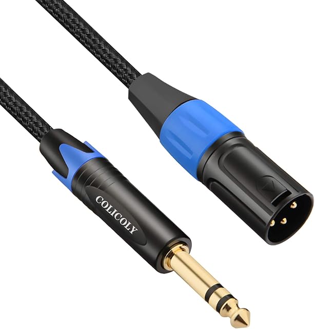 COLICOLY Balanced 1/4 Inch TRS to XLR Male Interconnect Cable Quarter inch to XLR Patch Cord - 3.3ft
