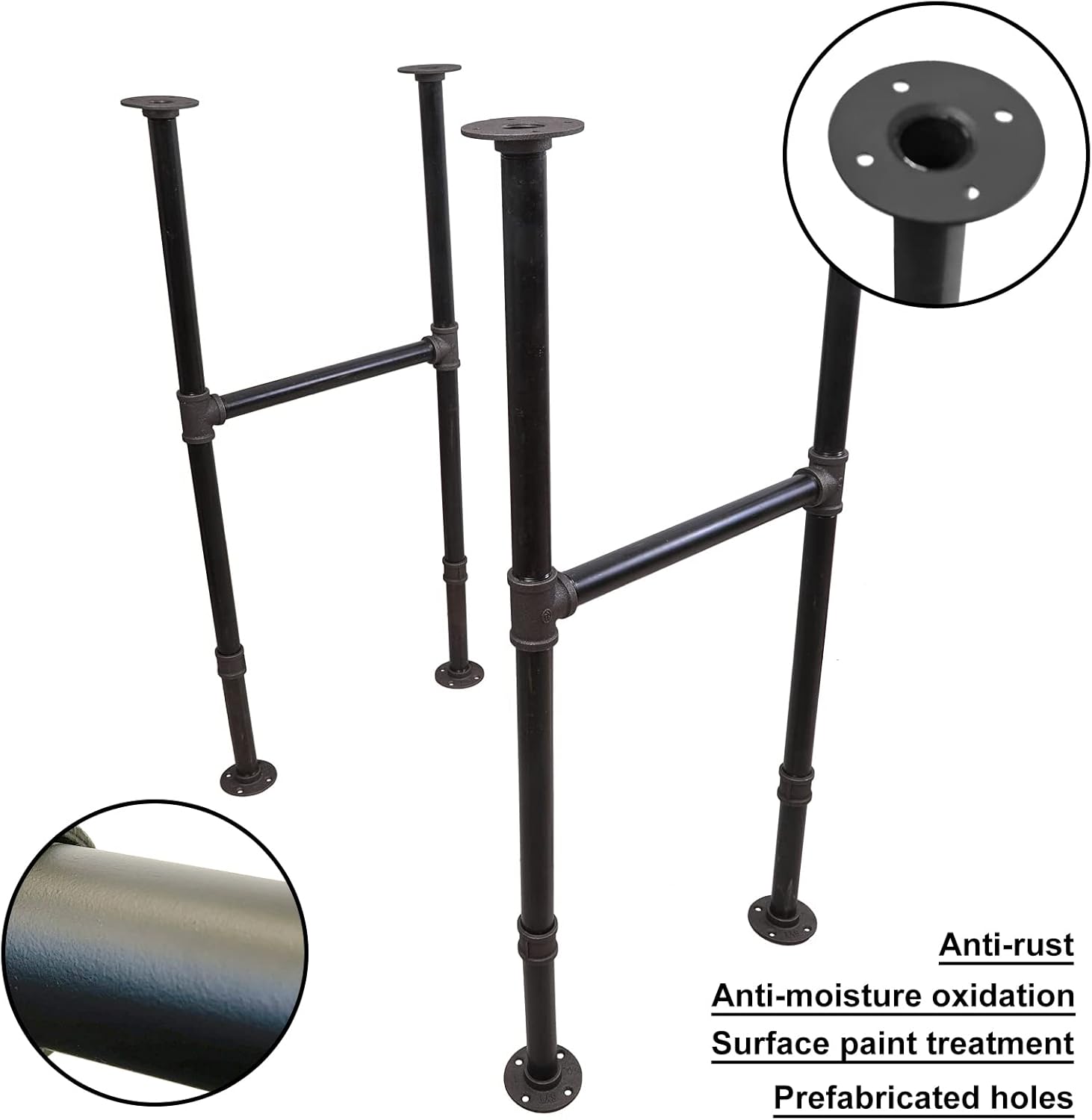 Buy 38 Inch Industrial Pipe Table Leg Set HShape Iron Base LegsCoffee