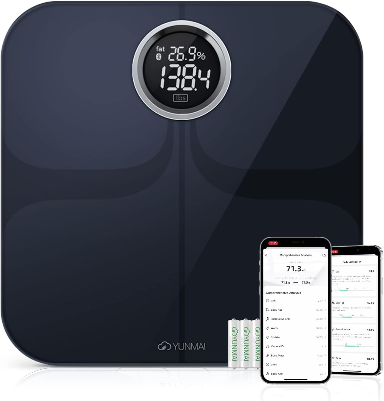 YUNMAIPremium Smart Body Fat Scale, Accurate Digital Bathroom Scale for Body Weight, Body Composition Analyzer with Health Monitor Sync Apps for Body Weight, Fat, Water, BMI, BMR, Best Gifts